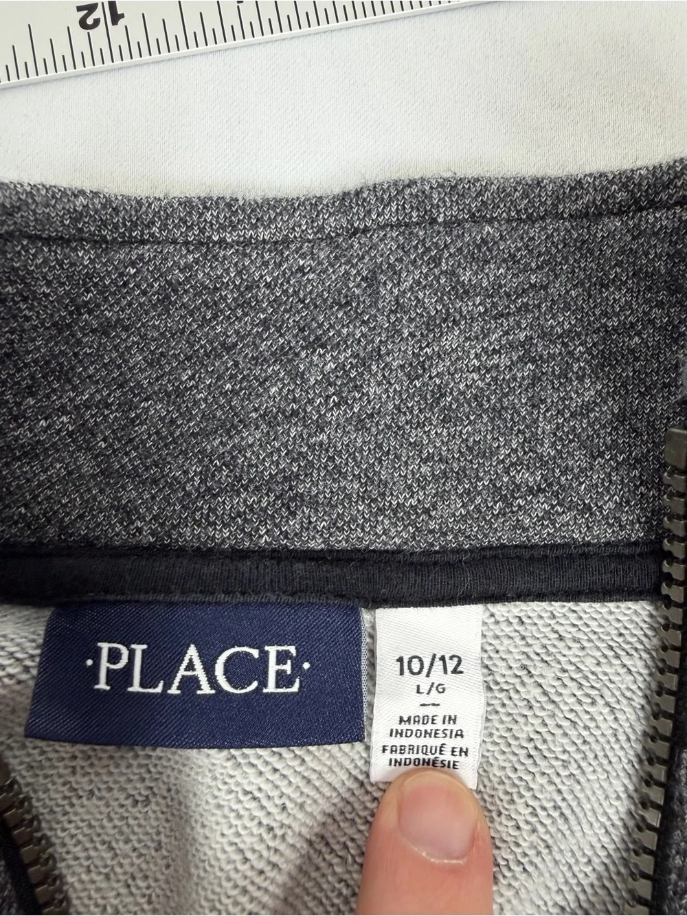 The Children’s Place Boys Quarter‑Zip Pullover | Size L (10/12) | Gray